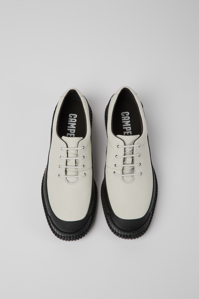 Pix Biało-czarne skórzane buty męskie ze sznurowaniem