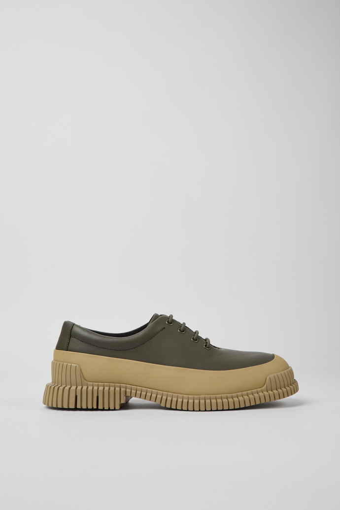 Side view of Pix Green and beige shoes for men