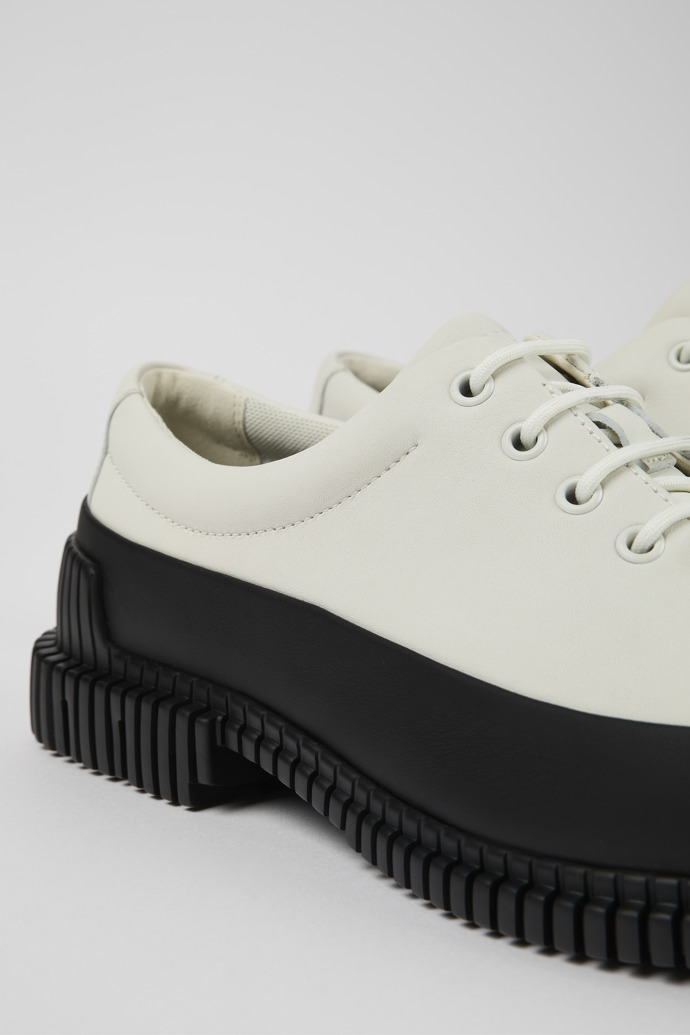 Close-up view of Pix White Leather Shoe for Men