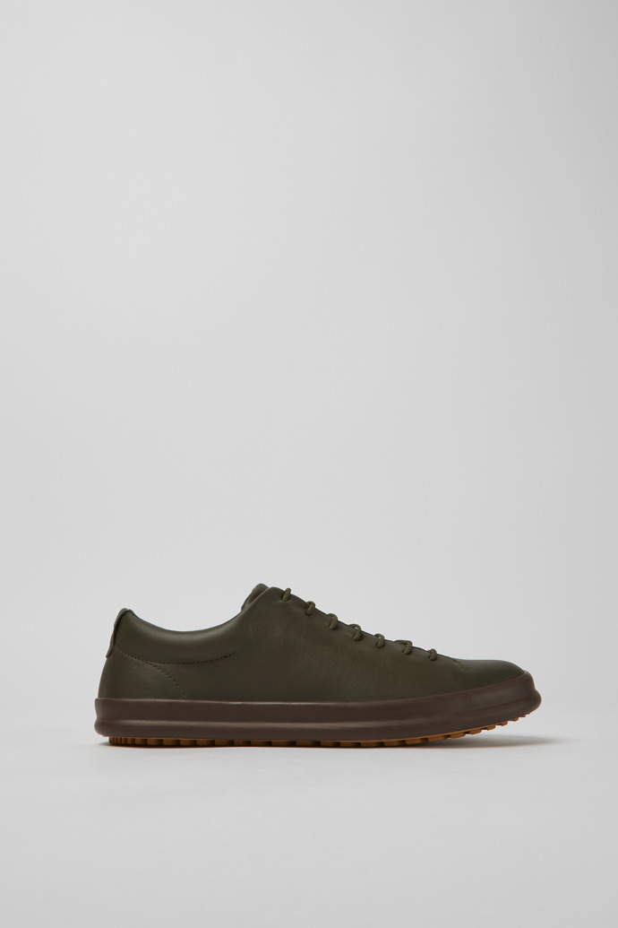Side view of Chasis Green leather shoes for men