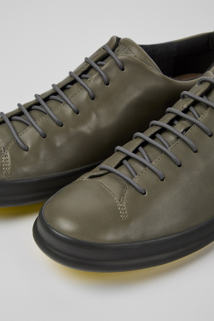 Close-up view of Chasis Grey leather shoes for men