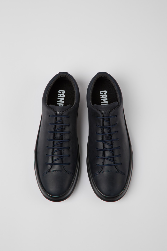 Overhead view of Chasis Navy blue leather shoes for men