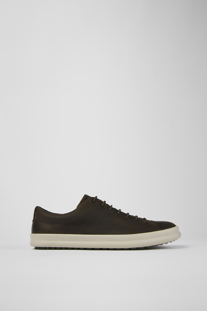 Image of Side view of Chasis Green-gray leather shoes for men