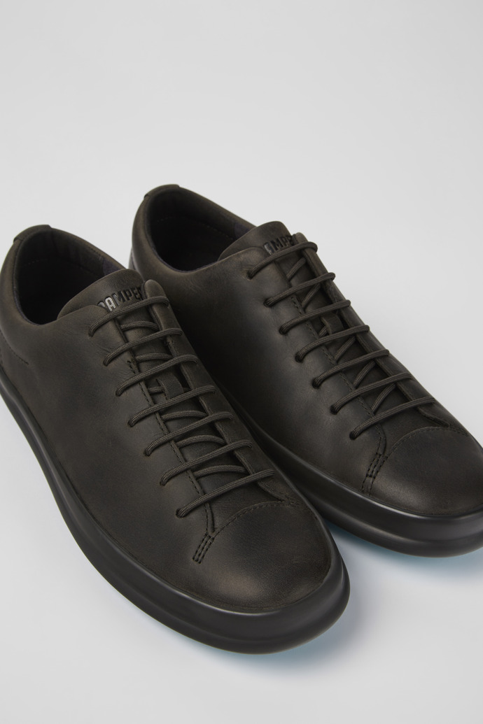 Close-up view of Chasis Gray leather shoes for men