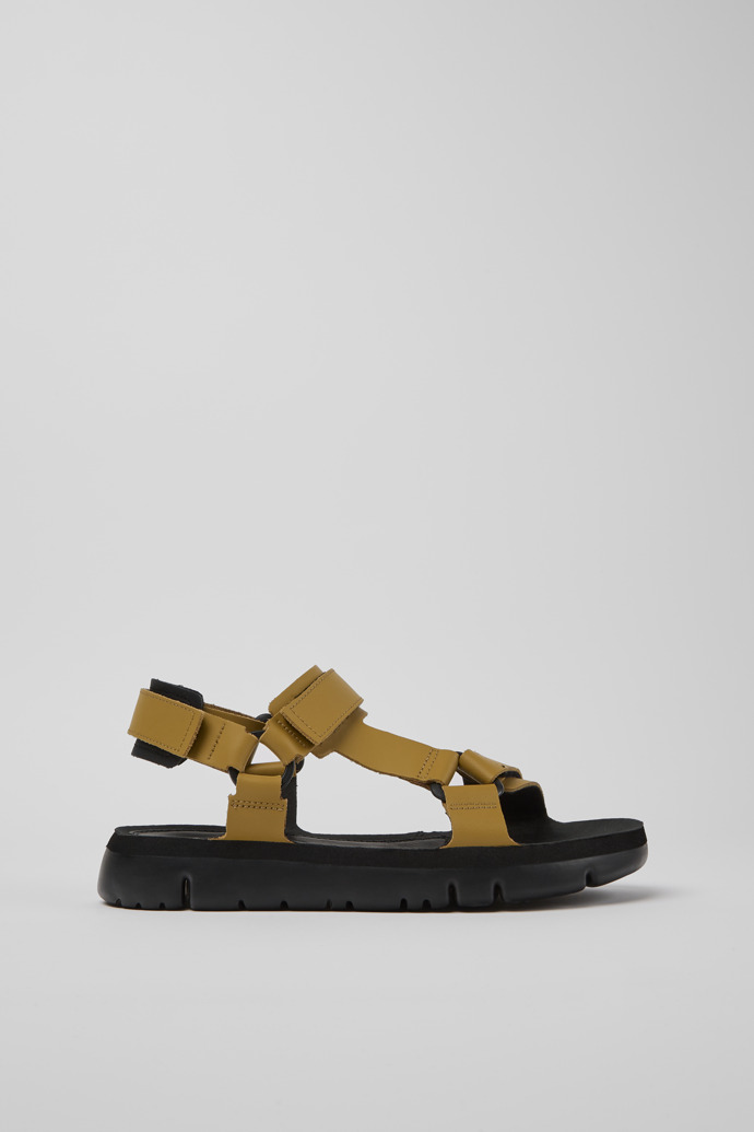 Side view of Oruga Brown leather sandals for men