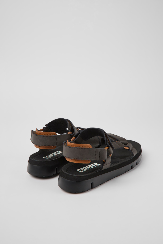 Back view of Oruga Brown leather sandals for men