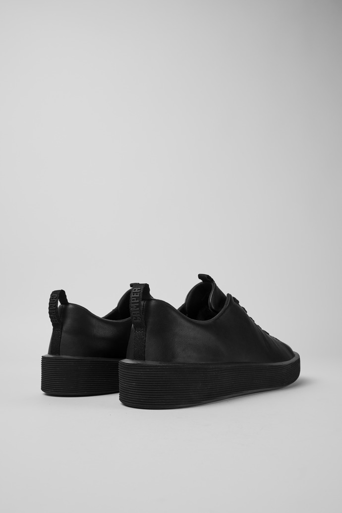 Back view of Courb Black leather sneakers for men