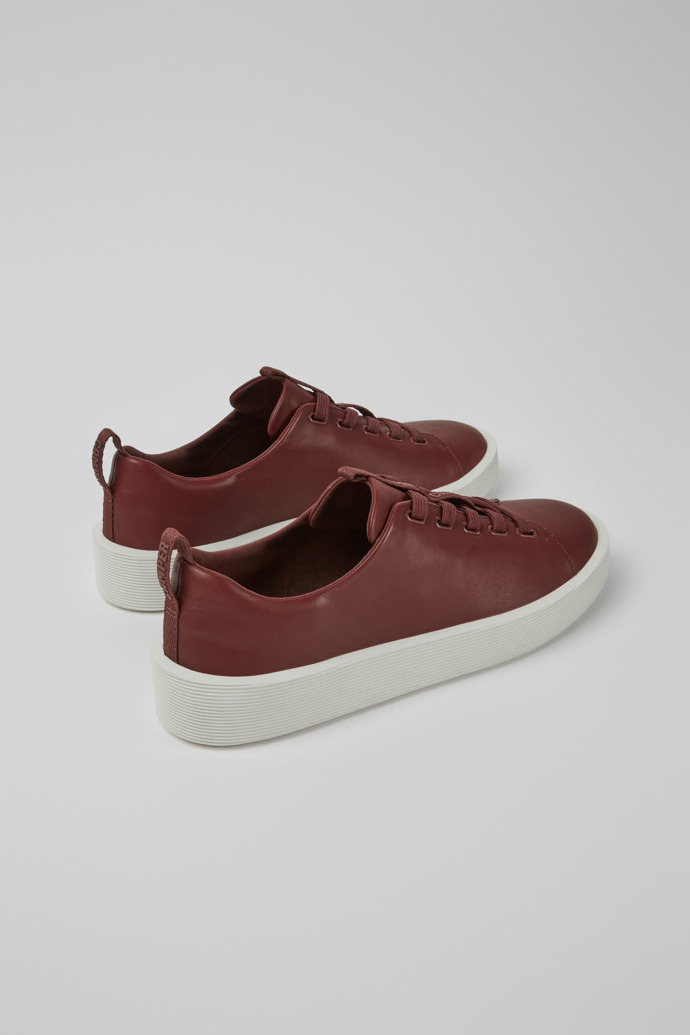 Back view of Courb Burgundy leather sneakers for men