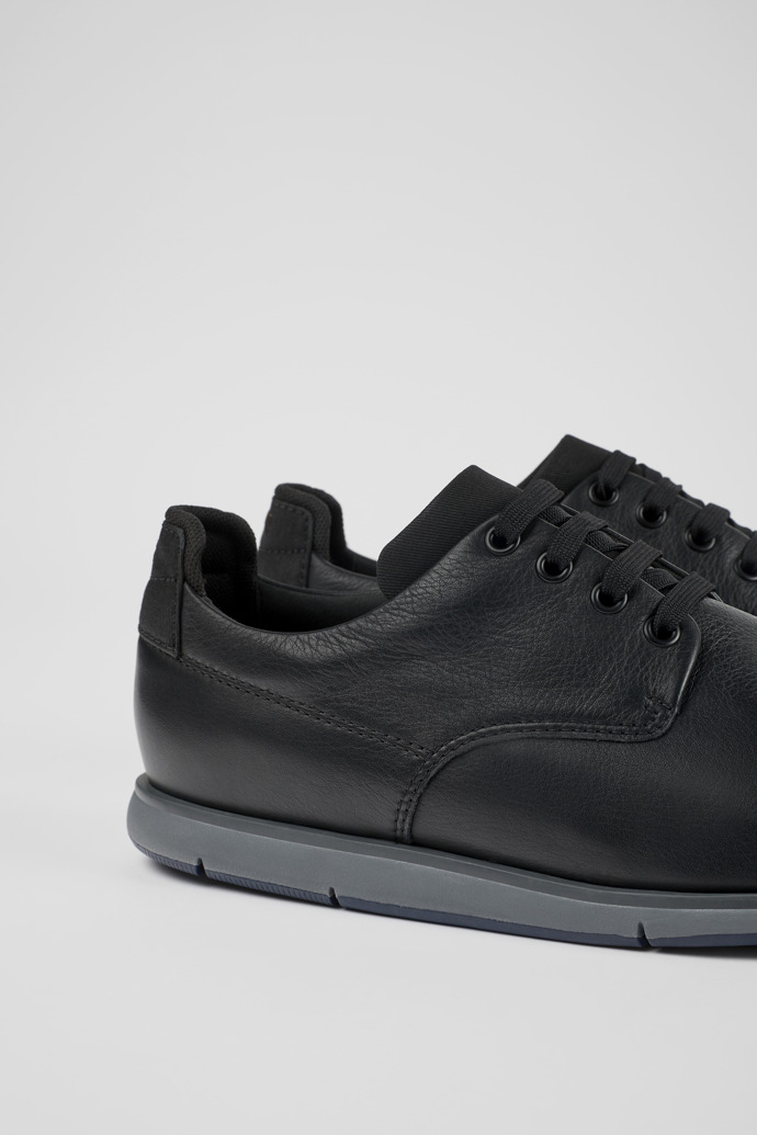 Close-up view of Smith Black leather shoes for men