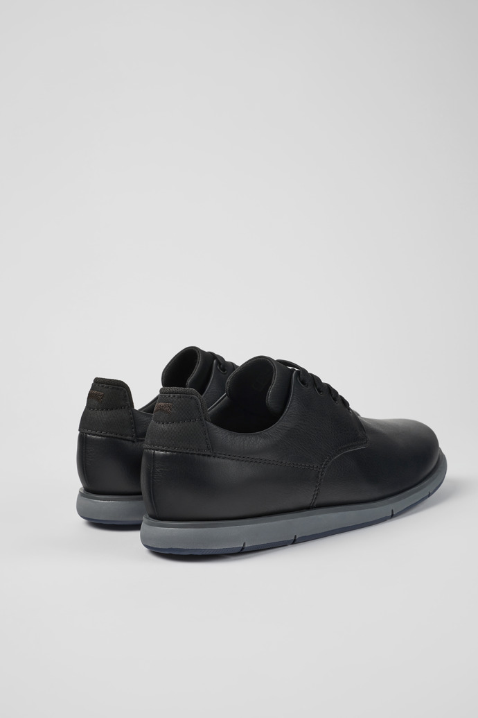 Back view of Smith Black leather shoes for men