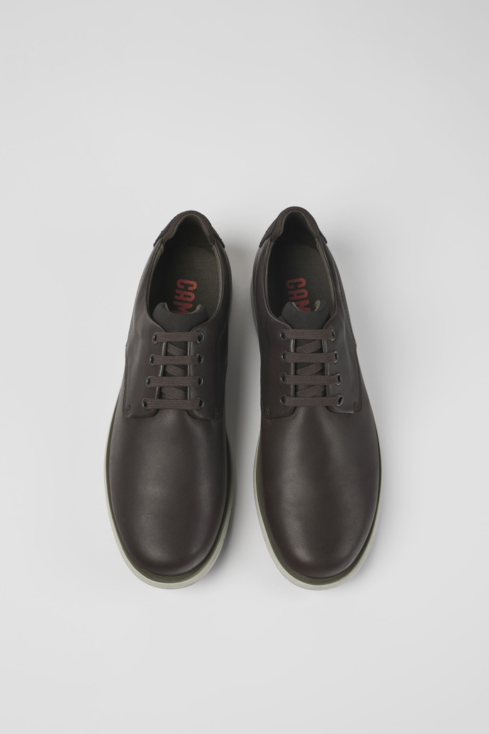 Overhead view of Smith Brown leather shoes for men
