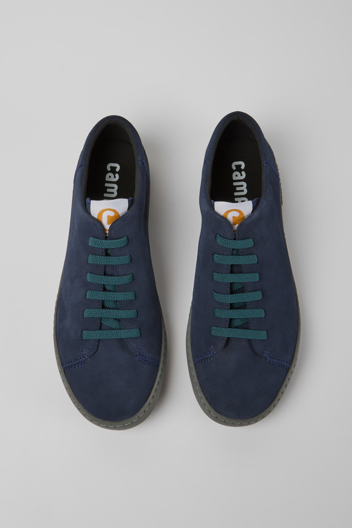 Overhead view of Peu Touring Blue suede men's sneakers