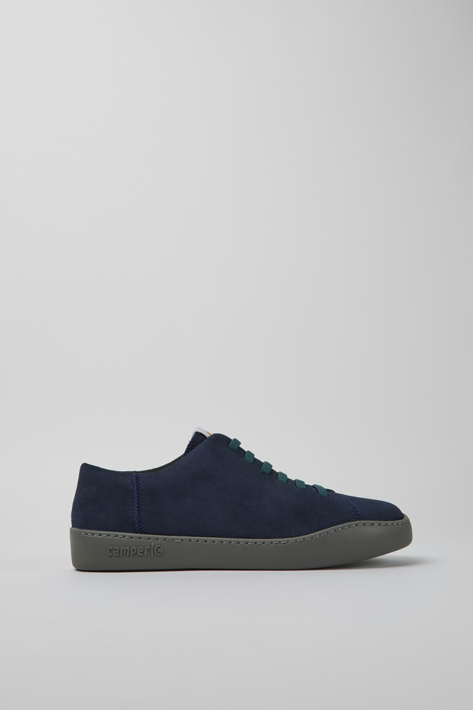 Side view of Peu Touring Blue suede men's sneakers