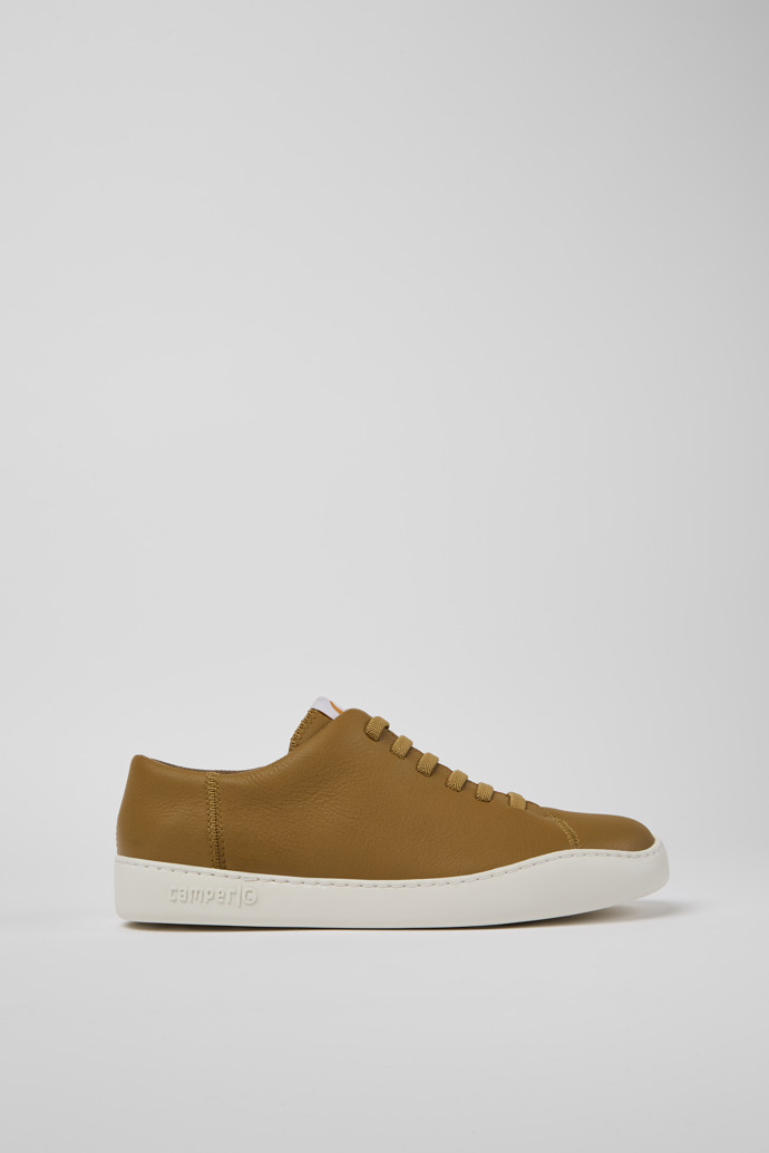Side view of Peu Touring Brown leather sneakers for men