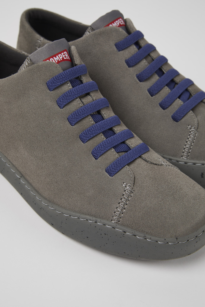 Close-up view of Peu Touring Gray nubuck sneakers for men