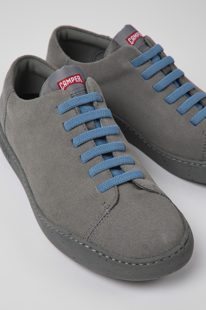 Close-up view of Peu Touring Gray nubuck sneakers for men