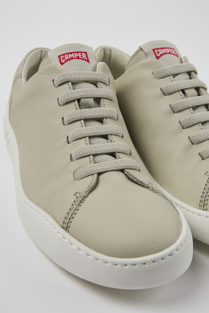 Close-up view of Peu Touring Gray leather sneakers for men