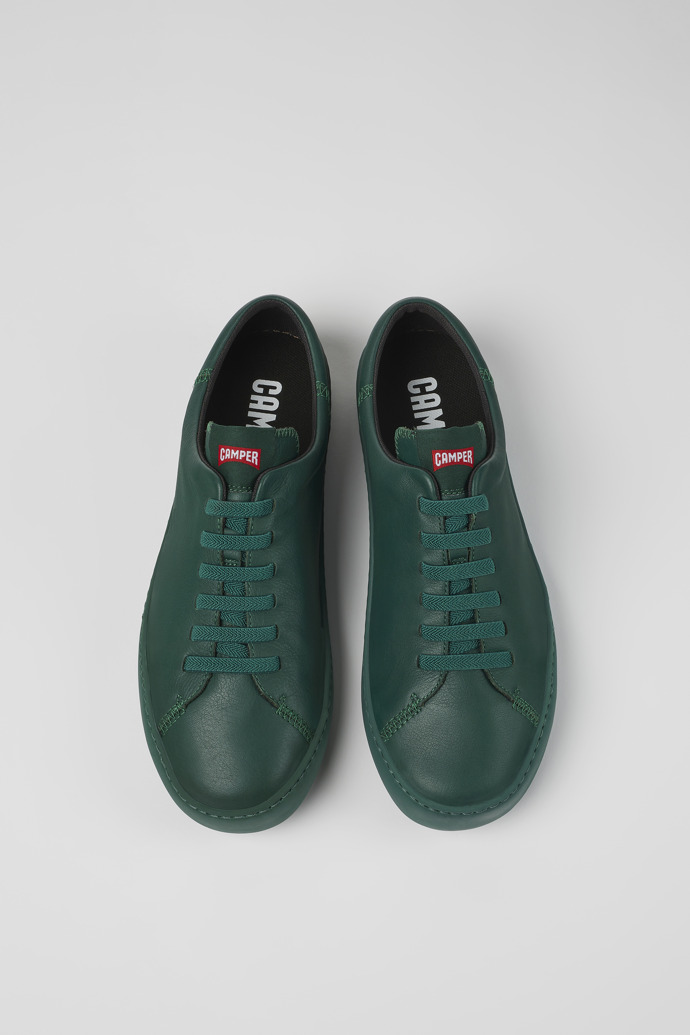Overhead view of Peu Touring Green leather sneakers for men