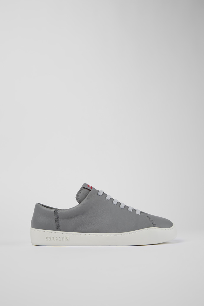 Image of Side view of Peu Touring Gray Leather Sneaker for Men