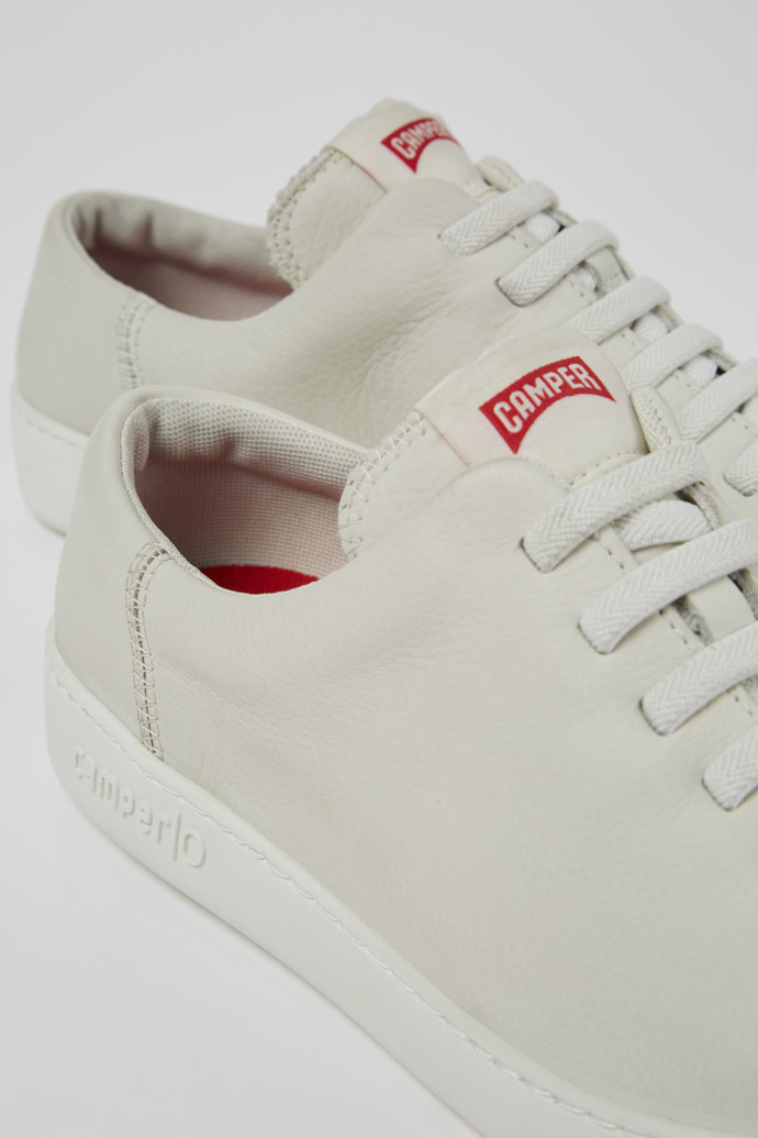 Close-up view of Peu Touring White Leather Sneaker for Men