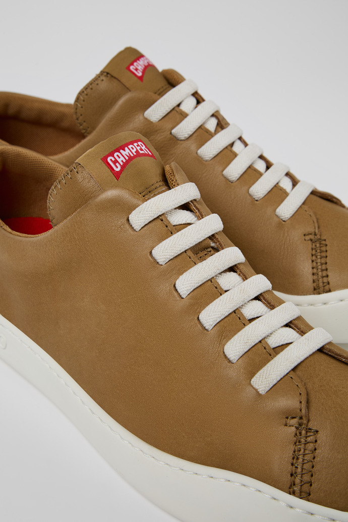 Close-up view of Peu Touring Brown Leather Sneaker for Men
