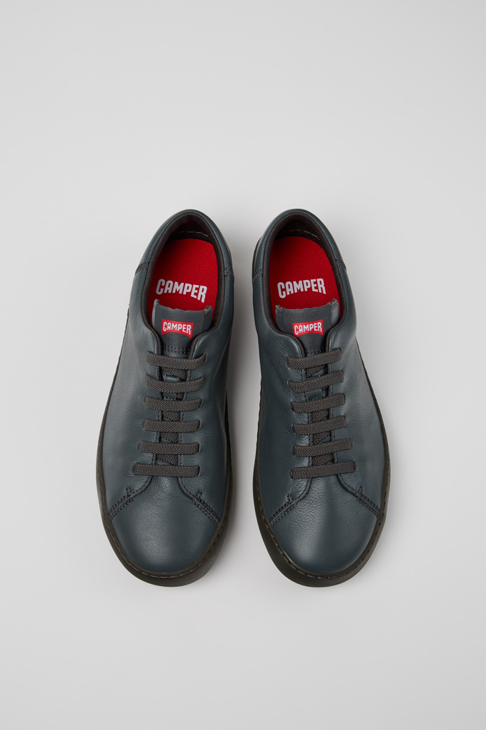 Overhead view of Peu Touring Gray Leather Sneakers for Men.