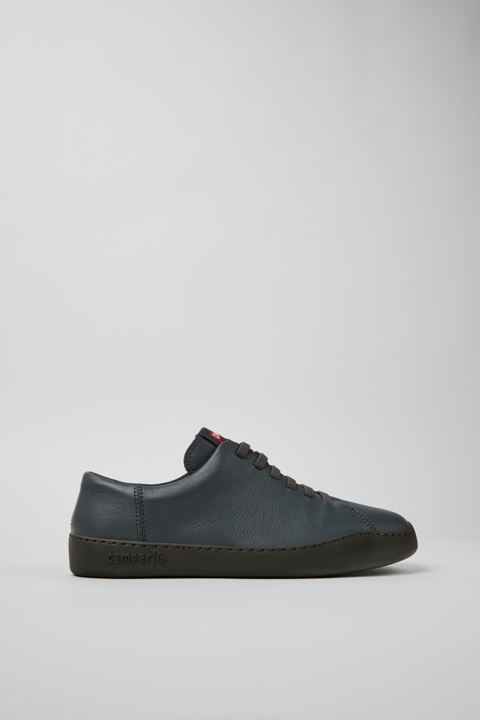 Side view of Peu Touring Gray Leather Sneakers for Men.