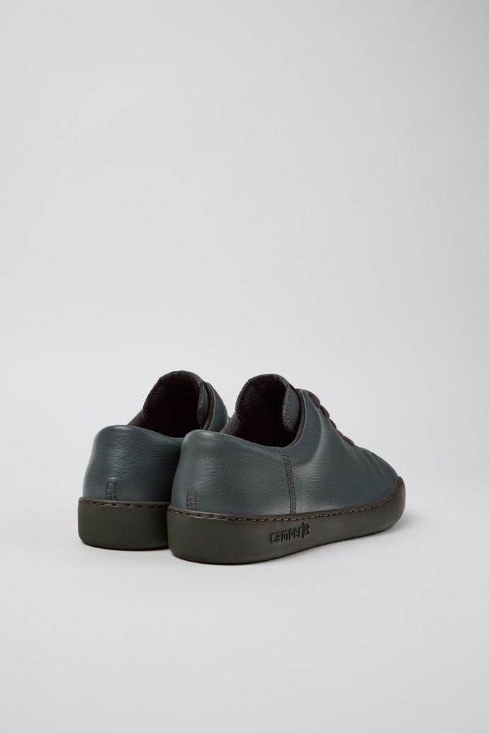 Back view of Peu Touring Gray Leather Sneakers for Men.