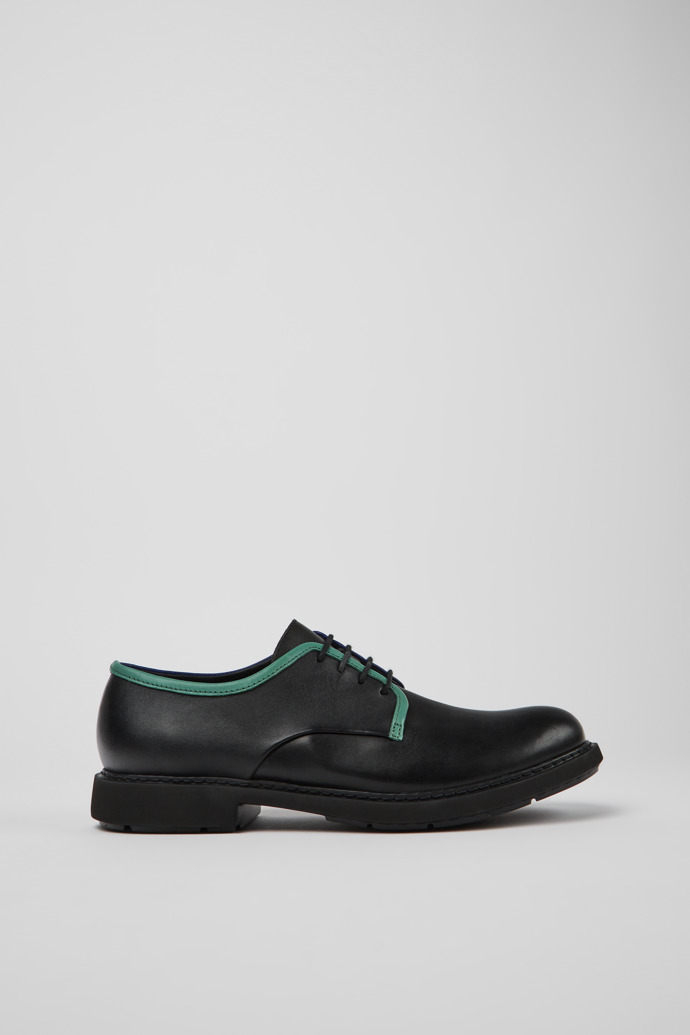 Side view of Twins Black leather lace-up shoes for men