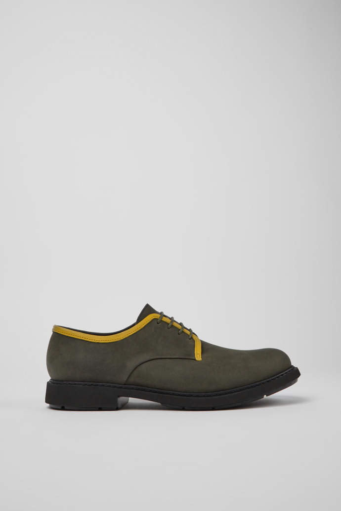 Side view of Twins Green leather lace-up shoes for men