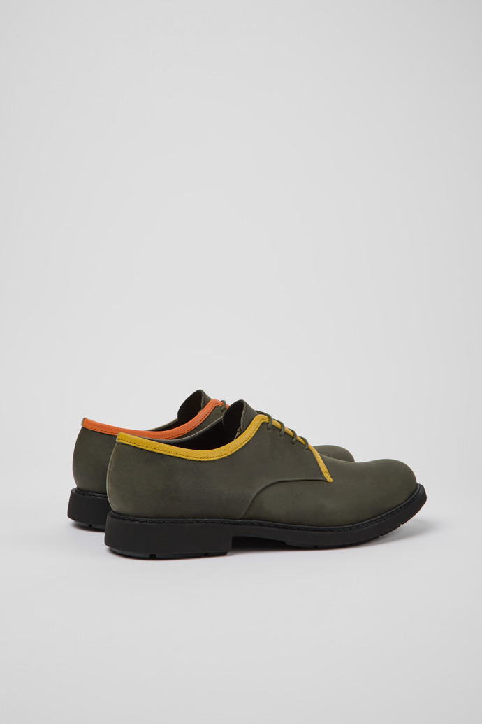 Back view of Twins Green leather lace-up shoes for men