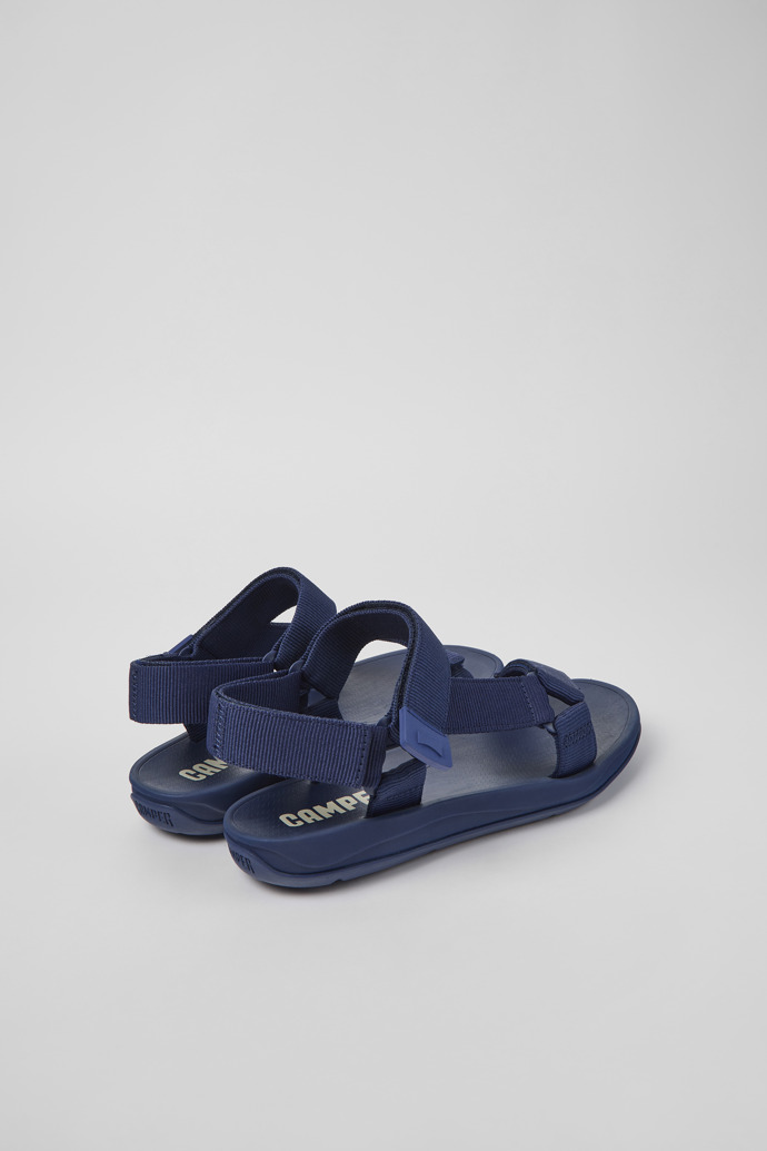 Back view of Match Blue textile sandals for men