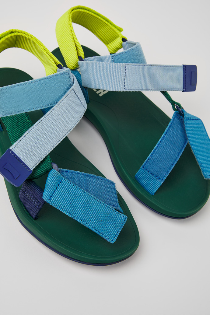Close-up view of Match Multicolored textile sandals for men