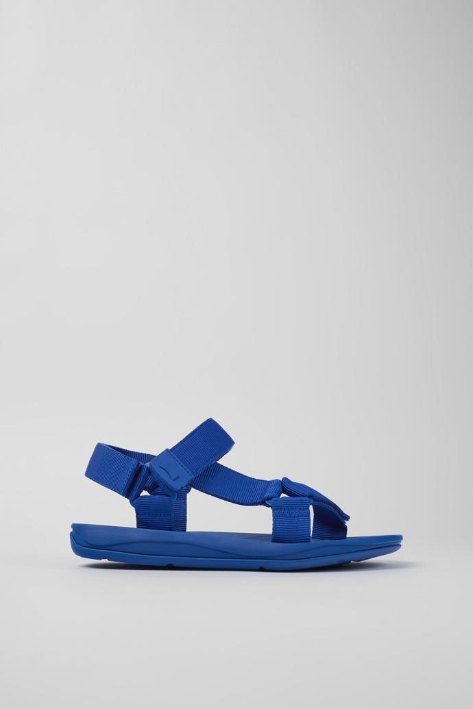 Side view of Match Blue Textile Sandal for Men