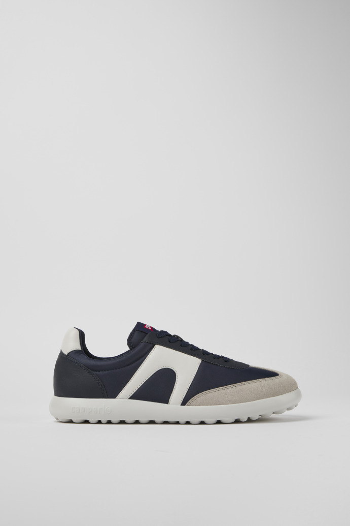 Image of Side view of Pelotas XLite Blue textile and leather sneakers for men