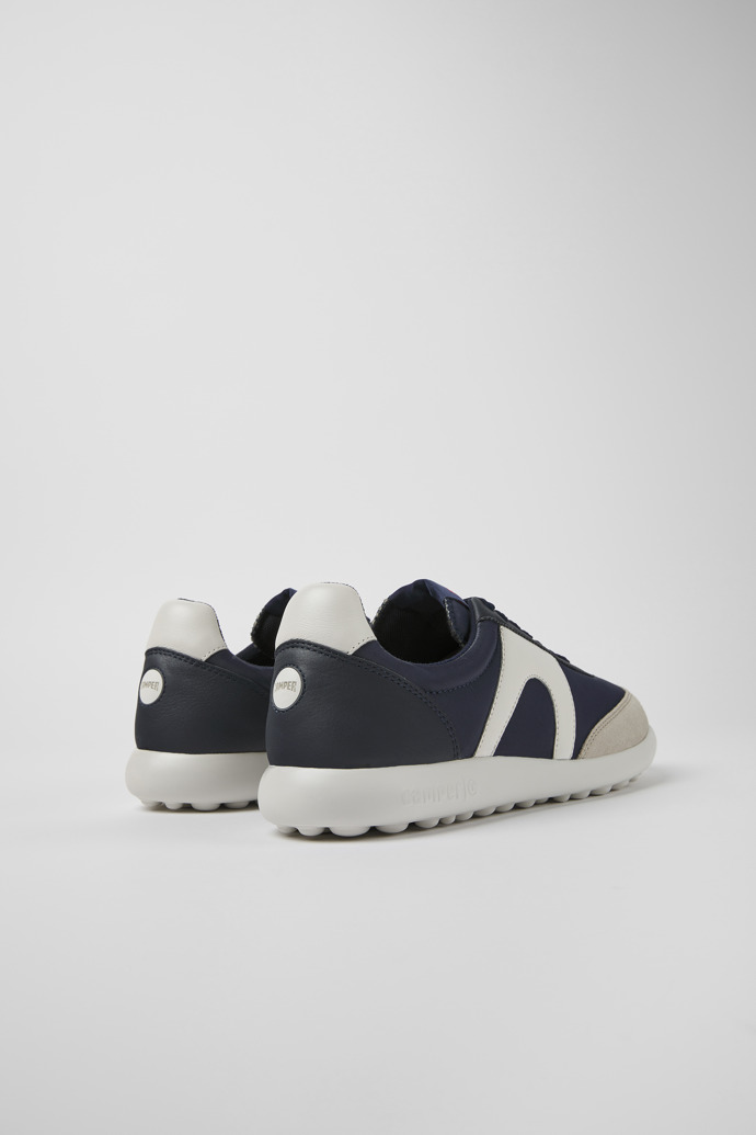 Back view of Pelotas XLite Blue textile and leather sneakers for men