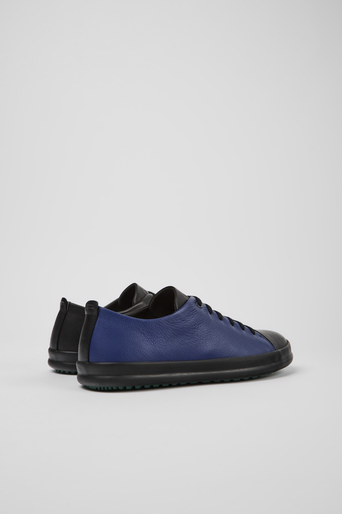 Back view of Twins Black, blue, and gray leather shoes for men