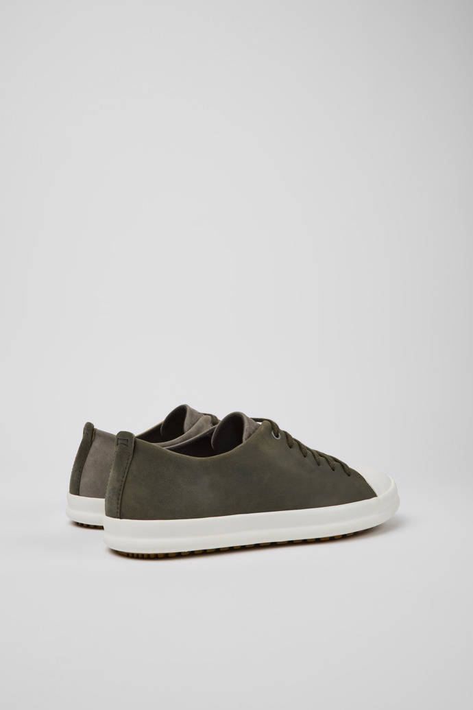 Back view of Twins Brown-gray and green leather shoes for men