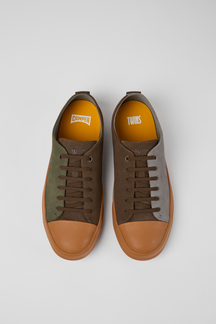 Overhead view of Twins Multicolored nubuck shoes for men