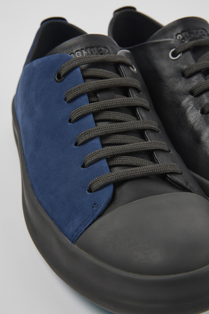 Close-up view of Twins Multicolored leather and nubuck shoes for men