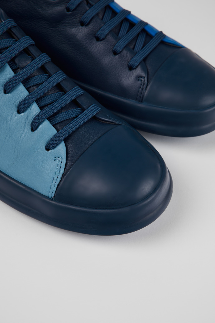 Close-up view of Twins Blue Leather Sneaker for Men