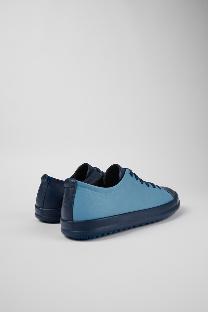 Back view of Twins Blue Leather Sneaker for Men