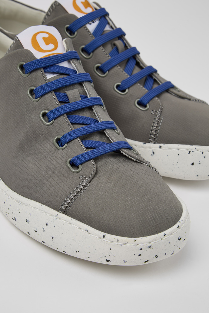 Close-up view of Peu Touring Grey recycled PET sneakers for men