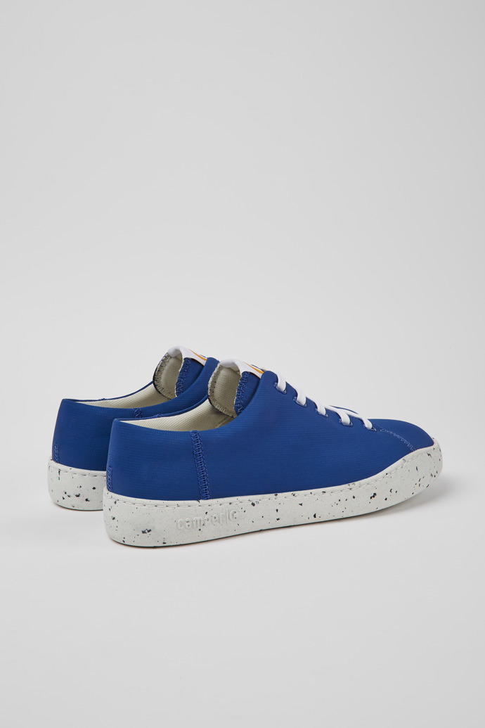 Back view of Peu Touring Blue recycled PET sneakers for men