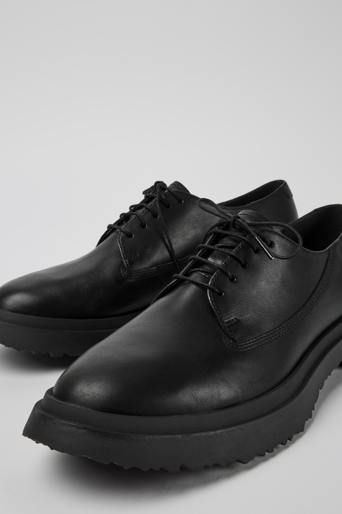 Close-up view of Walden Smart black lace up shoe for men