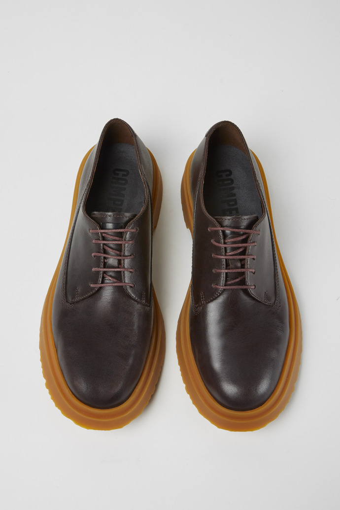Overhead view of Walden Dark brown leather lace-up shoes