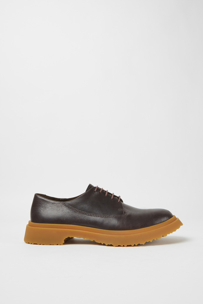 Side view of Walden Dark brown leather lace-up shoes