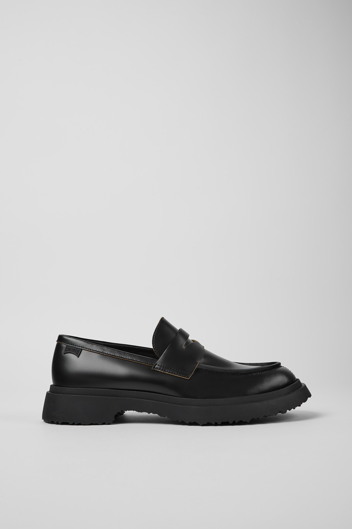 Side view of Walden Black leather loafers