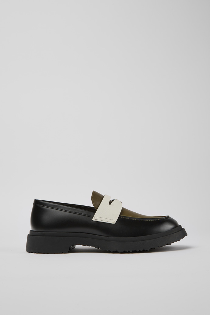 Side view of Walden Black and white loafers for men