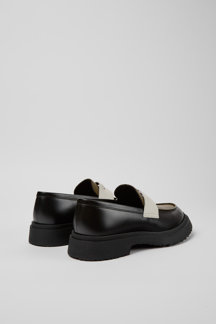 Back view of Walden Black and white loafers for men